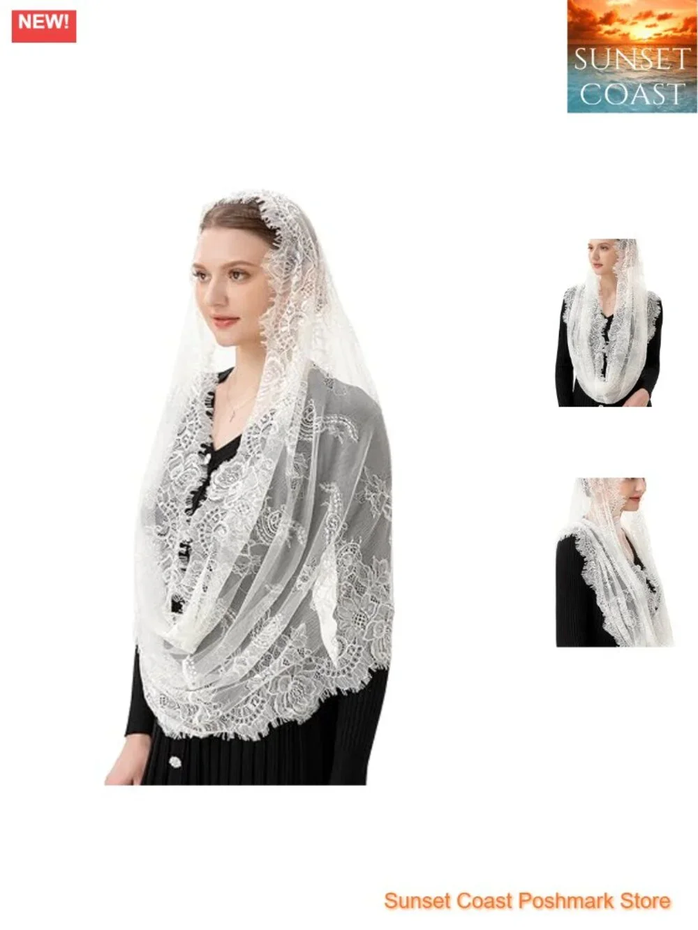 Chantilly Lace Infinity Mantilla Veil for Mass or Bridal